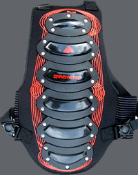 Back protector for snowboarders spinemeter